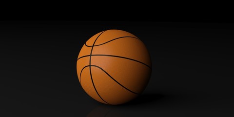 Basketball on black background. 3d illustration