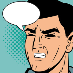 man bubble male expression cartoon pop art comic retro icon. Colorful design. Vector illustration
