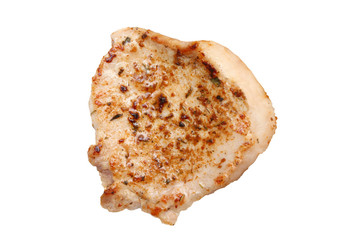 roasted pork steak isolated on a white background