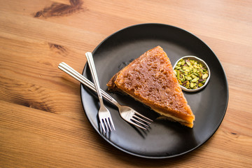 Turkish Traditional Dessert Ekmek Kadayifi / Bread Pudding