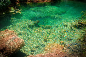 Cascade of Orbaneja del Castillo in spring