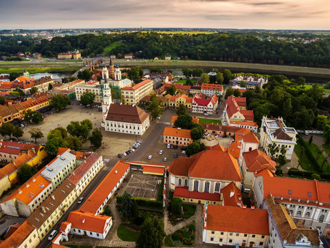Kaunas, Lithuania: aerial top view of Old Town