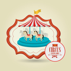 Obraz premium carousel horses emblem circus vector illustration eps10 eps 10