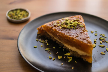 Turkish Traditional Dessert Ekmek Kadayifi / Bread Pudding