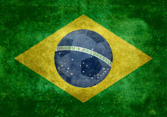 Flag of Brazil with foot ball inlay and distressed vintage textures