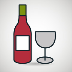 wine bottle cup glass vector illustration eps10