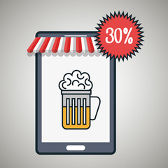 smartphone glass beer discount vector illustration eps10