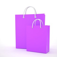 Paper Shopping Bags isolated on white background. 3d rendering.