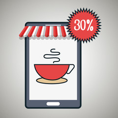smartphone coffee cup discount icon vector illustration eps10