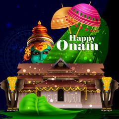 Happy Onam  holiday for South India festival background
