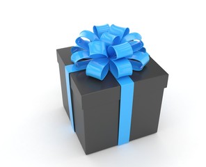 gift box with bows isolated on white. 3d rendering.