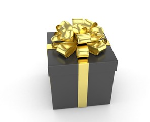 gift box with bows isolated on white. 3d rendering.