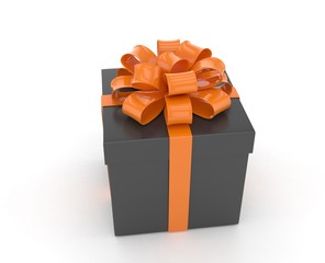 gift box with bows isolated on white. 3d rendering.