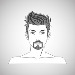 man male cartoon head icon. Hair styles theme. Grey and isolated design. Vector illustration
