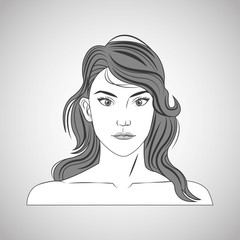 woman female cartoon head icon. Hair styles theme. Grey and isolated design. Vector illustration