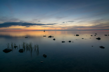 Sonnenuntergang an der Steilküste auf Ostsee Insel Poel, Mecklenburg-Vorpommern