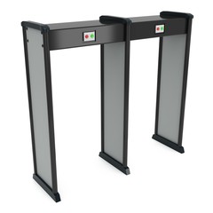 Metal detector scanner. 3D render isolated on white.