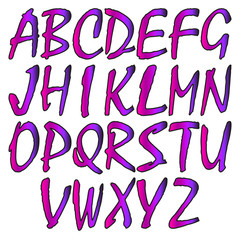 English alphabet pink color with a smooth transition in purple