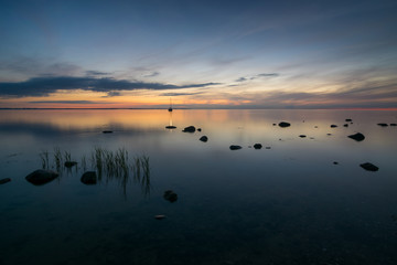 Sonnenuntergang an der Steilküste auf Ostsee Insel Poel, Mecklenburg-Vorpommern