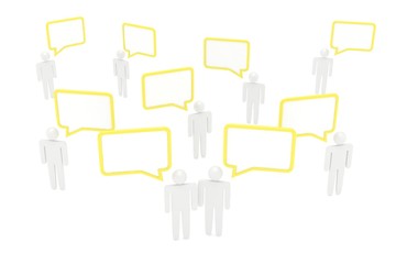 people with talk bubbles isolated over a white background. 3d rendering.