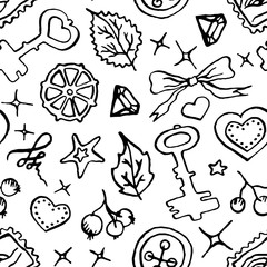 Monochrome black and white doodle sketch seamless pattern vector