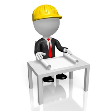 3D businessman/ construction concept