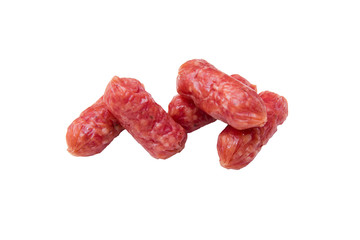 Some small salami on a white background