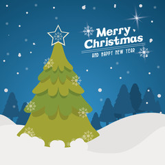 pine tree and snow icon. Merry christmas decoration. Colorful design. Vector illustration