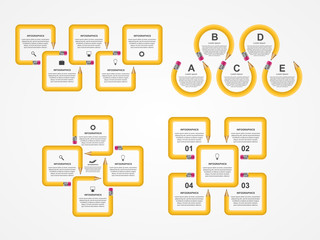 Collection Infographics for education brochures and presentations.