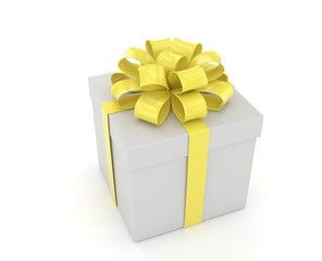 gift box with bows isolated on white. 3d rendering.