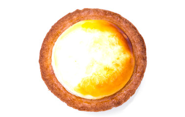 Cheese tart on white background .