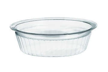 Plastic round package isolated on white background