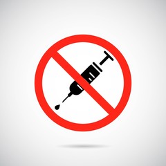 Syringe banner icon on gray background.  Vector art.