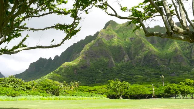 Koolau mountains Oahu Hawaii. A beautiful green landscape of a mountain on Oahu in Hawaii