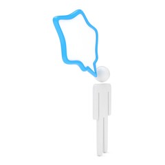 3d man with talk bubbles isolated over a white background. 3d rendering.