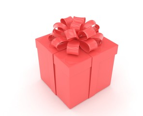 gift box with bows isolated on white. 3d rendering.