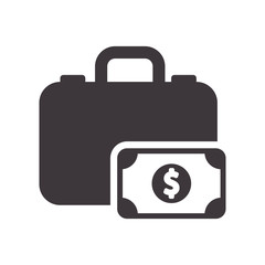 suitcase bill bag airplane travel baggage luggage instrument icon. Flat and Isolated design. Vector illustration