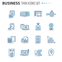 Modern thin line icons set for business