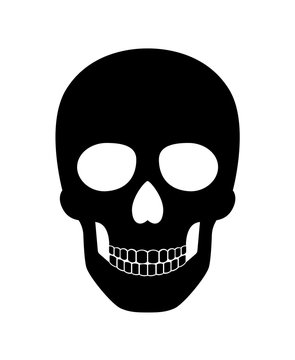 Vector skull. Black skull isolated on white background elements for death pirate or halloween party