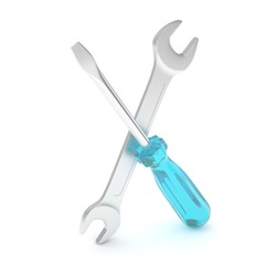 3D Illustration Wrench and screwdriver, service concept