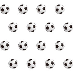 Soccer balls over green field. Seamless background. Vector illustration