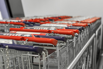 Collected in the number of shopping carts around a supermarket, 
