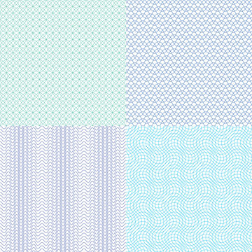 Guilloche wavy vector textures for diplomas, currency, banknotes and vouchers