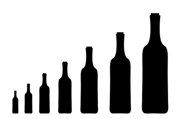 Vector silhouette of bottle of wine.