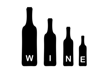Vector silhouette of bottle of wine.