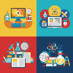 Education and science flat concepts