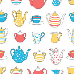 Seamless pattern tea ware.