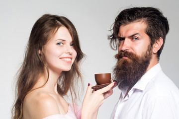 young couple with coffee cup