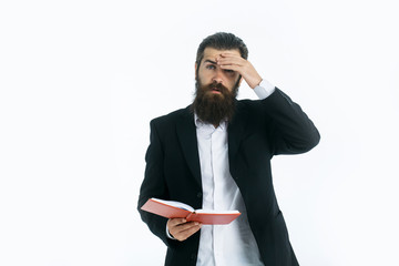 bearded man teacher with book