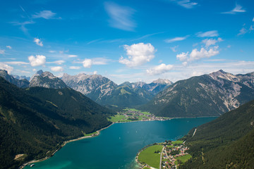 Fototapeta na wymiar Achensee, bird view / Aerial view from Achensee in Tyrol (Austria)